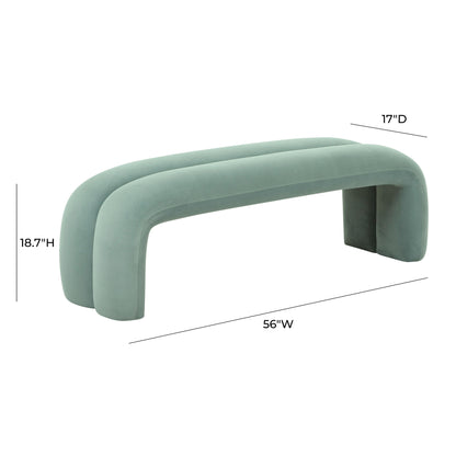 Jade Green Velvet Channeled Bench