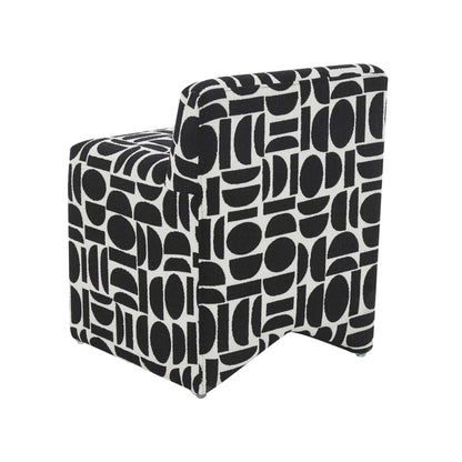 Cleopatra Black Geometric Jacquard Weave Stool