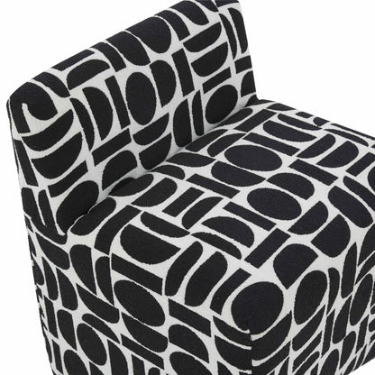 Cleopatra Black Geometric Jacquard Weave Stool