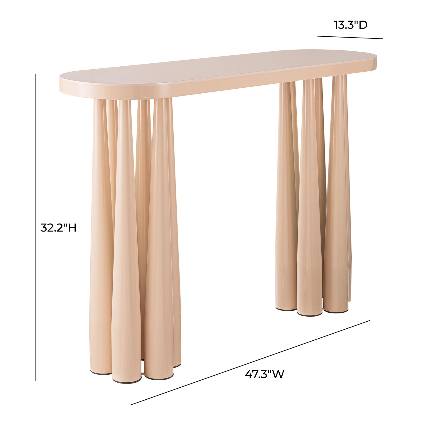 tarra peach rose glossy console table