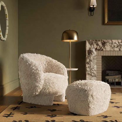 Tarra Natural Vegan Shearling Ottoman