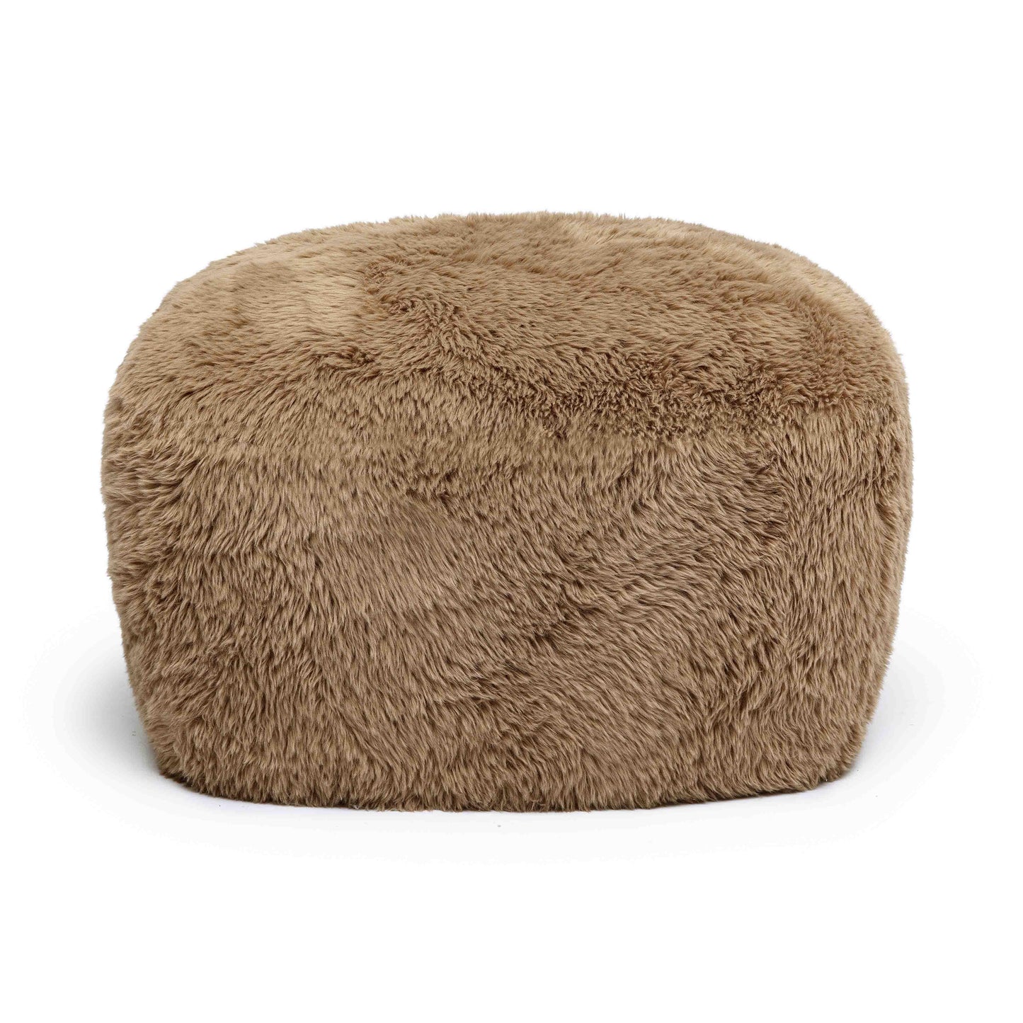 tarra dark taupe vegan shearling ottoman