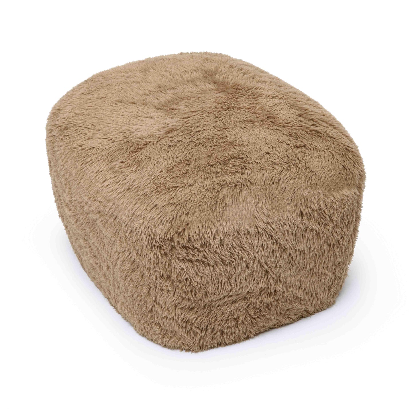 tarra dark taupe vegan shearling ottoman