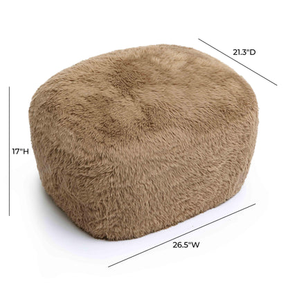 Tarra Dark Taupe Vegan Shearling Ottoman