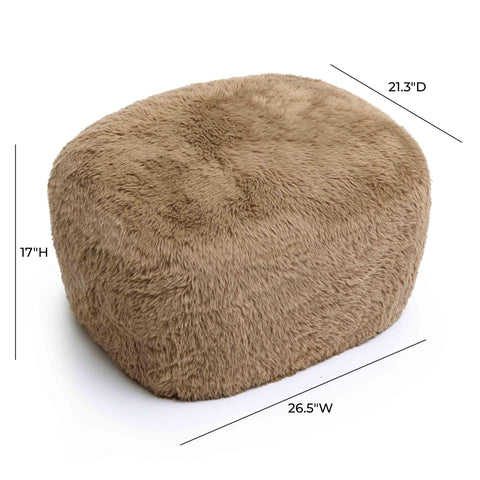 Tarra Dark Taupe Vegan Shearling Ottoman