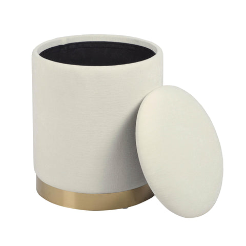 Cream Chenille Storage Ottoman - image 3