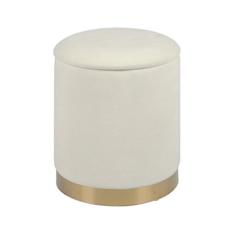 Cream Chenille Storage Ottoman - image 4