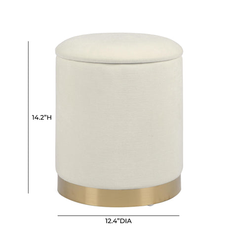Cream Chenille Storage Ottoman - image 6