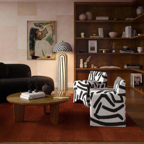 Estelle Rivoli Black Brushstroke Print Contract Grade Accent Stool - image 2