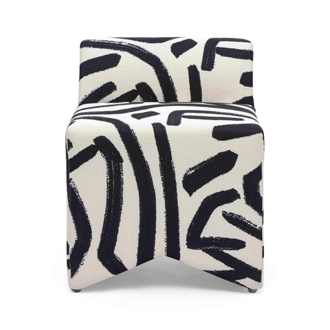 Estelle Rivoli Black Brushstroke Print Contract Grade Accent Stool - image 3