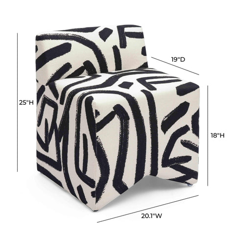 Estelle Rivoli Black Brushstroke Print Contract Grade Accent Stool - image 6