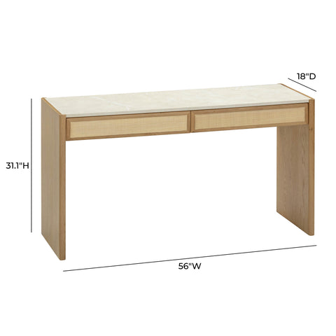 Aurelia Ravenna 56" Natural Oak 2-Drawer Console Desk - image 9