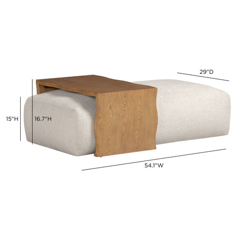 Noemie StClair 54" Performance Basketweave Ottoman with Bridge Table - image 9