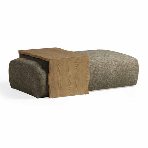 Noemie StClair 54" Performance Basketweave Ottoman with Bridge Table - image 1