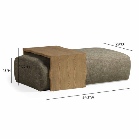 Noemie StClair 54" Performance Basketweave Ottoman with Bridge Table - image 9