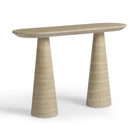 Solene Siena 47" Faux Travertine Indoor/Outdoor Console Table - image 3
