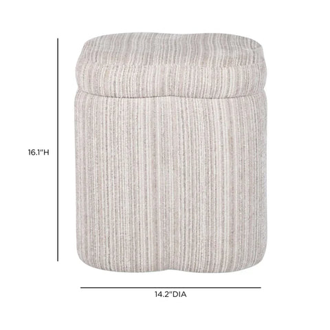Noemie Monaco Cream Striped Jacquard Storage Accent Stool - image 6