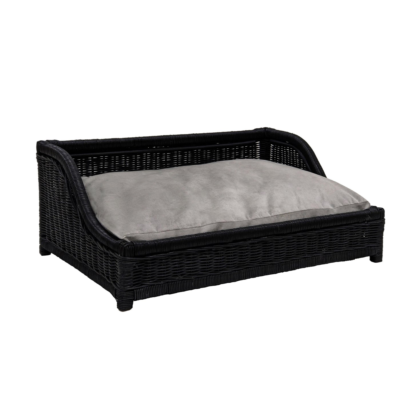 tarra black rattan small pet bed