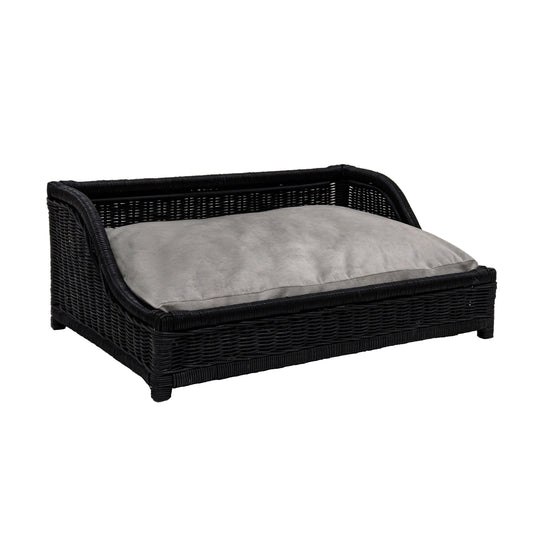 Tarra Black Rattan Small Pet Bed