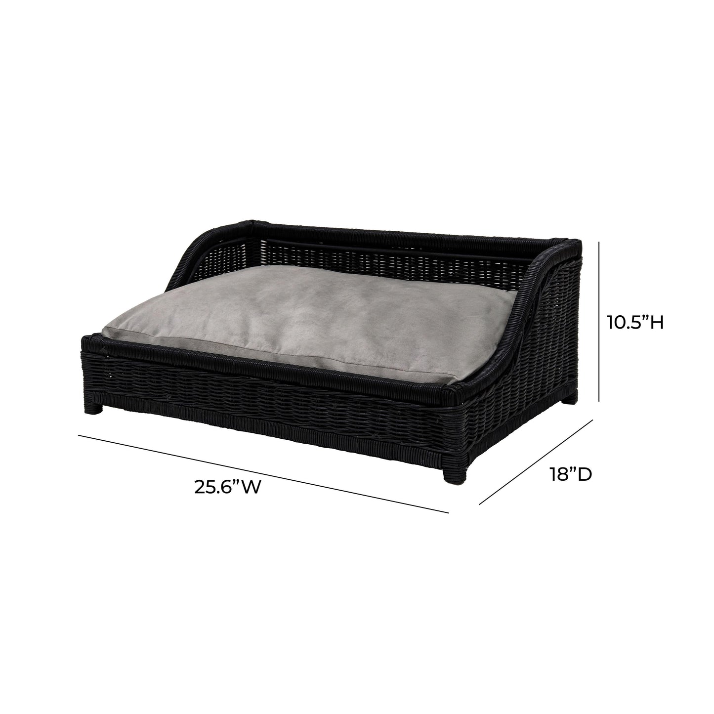 tarra black rattan small pet bed