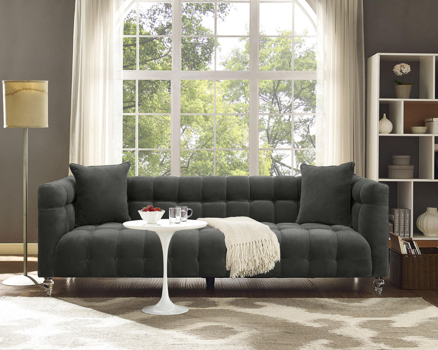 rapunzel grey velvet sofa