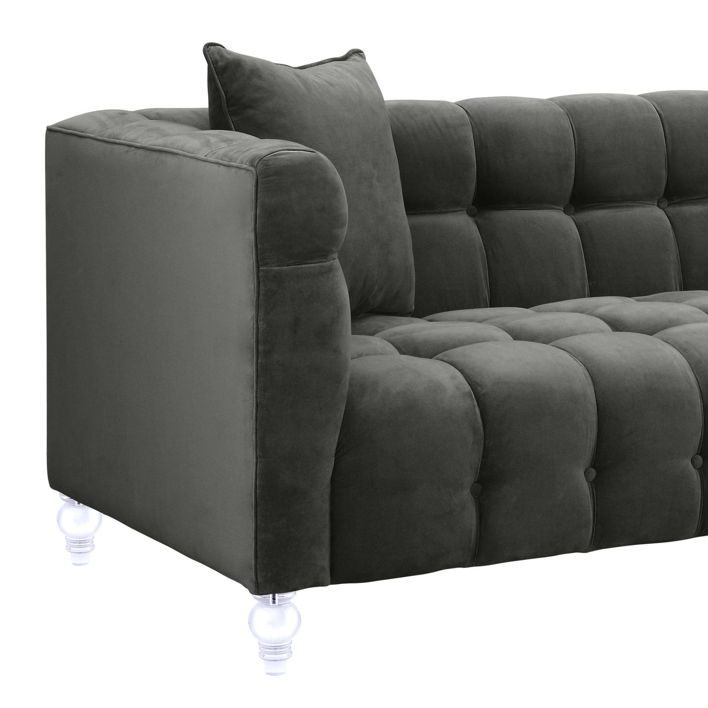 rapunzel grey velvet sofa