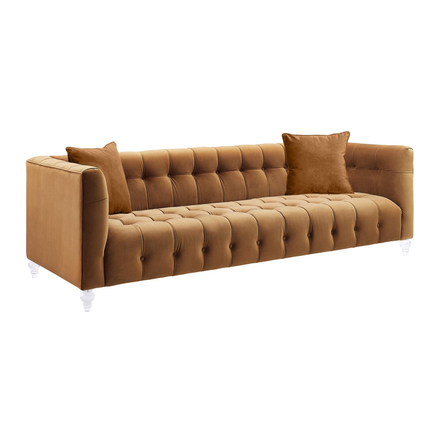 rapunzel cognac velvet sofa