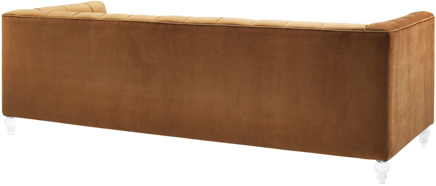 rapunzel cognac velvet sofa