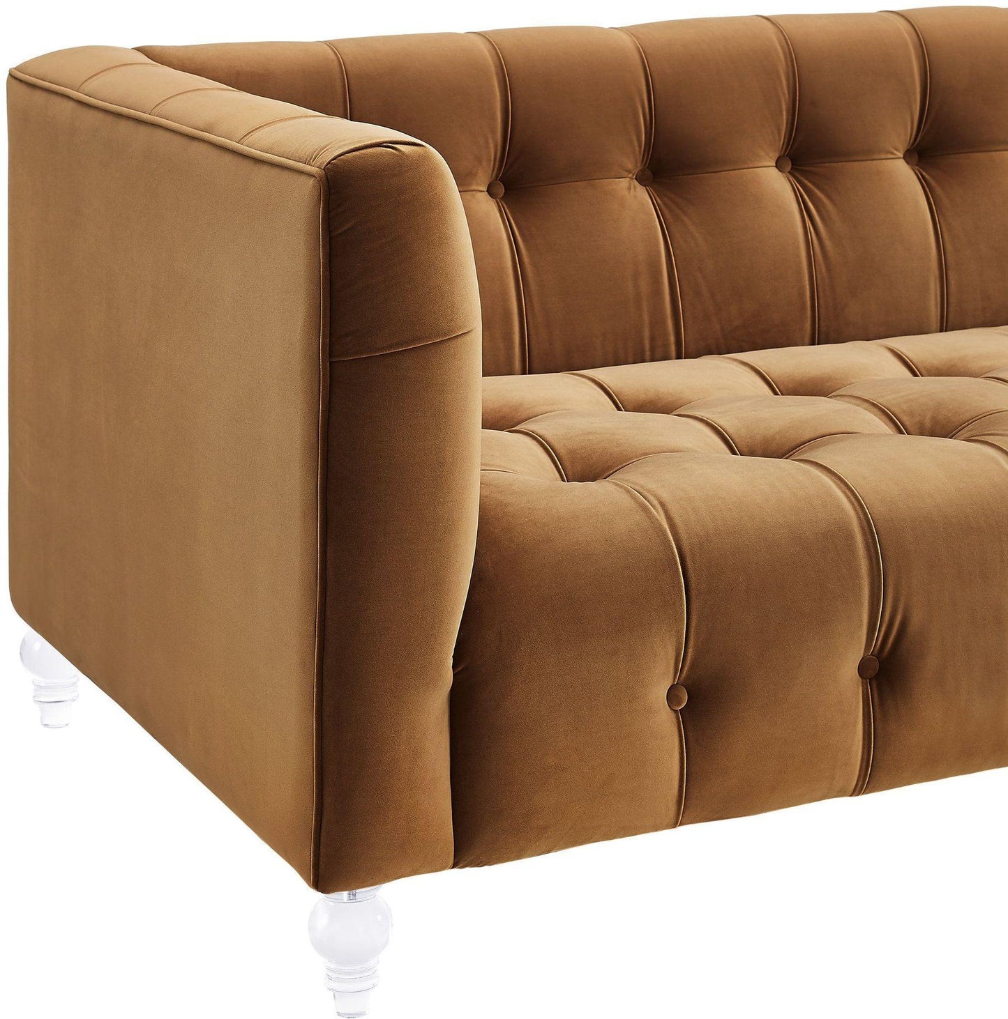 rapunzel cognac velvet sofa