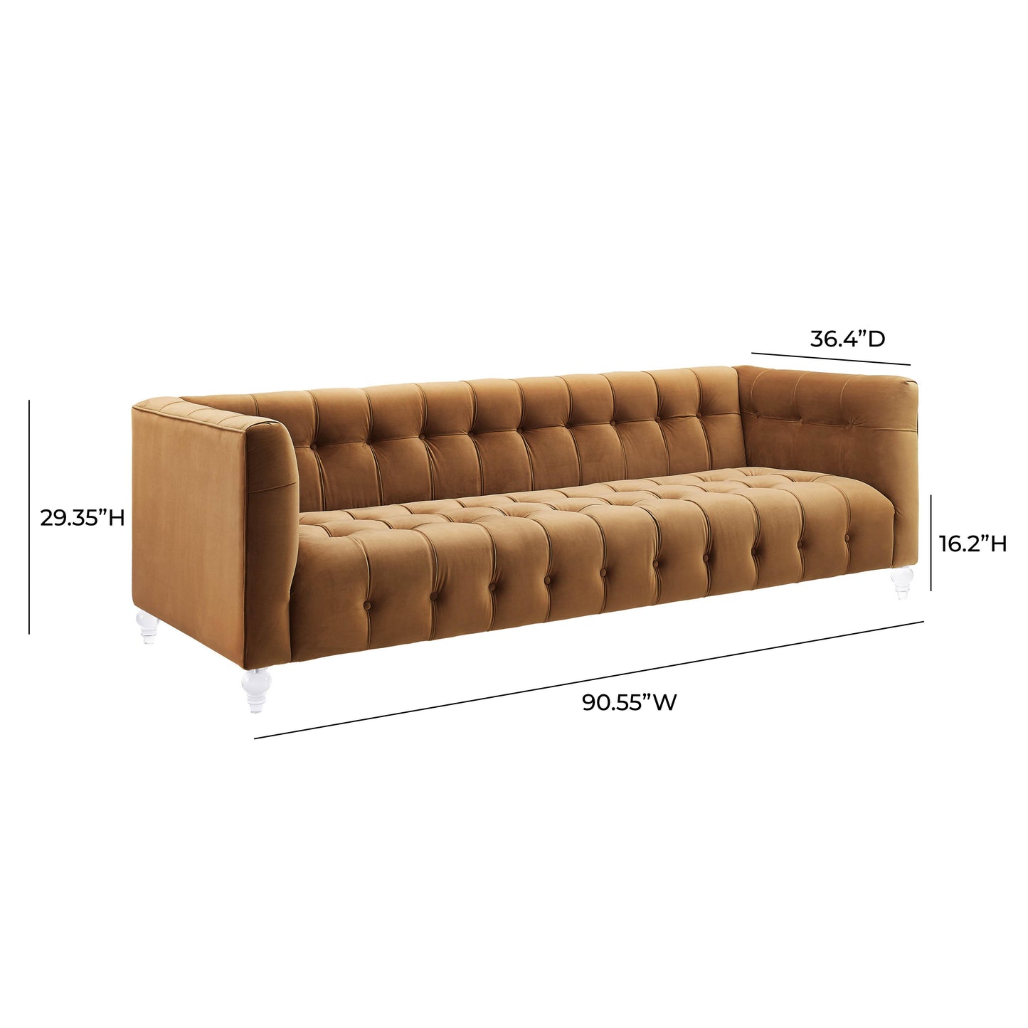 rapunzel cognac velvet sofa