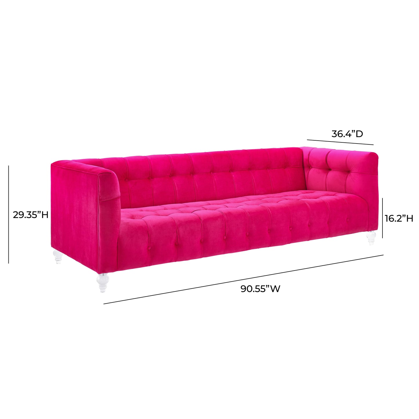 rapunzel hot pink velvet sofa