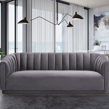 Sarana Grey Velvet Sofa