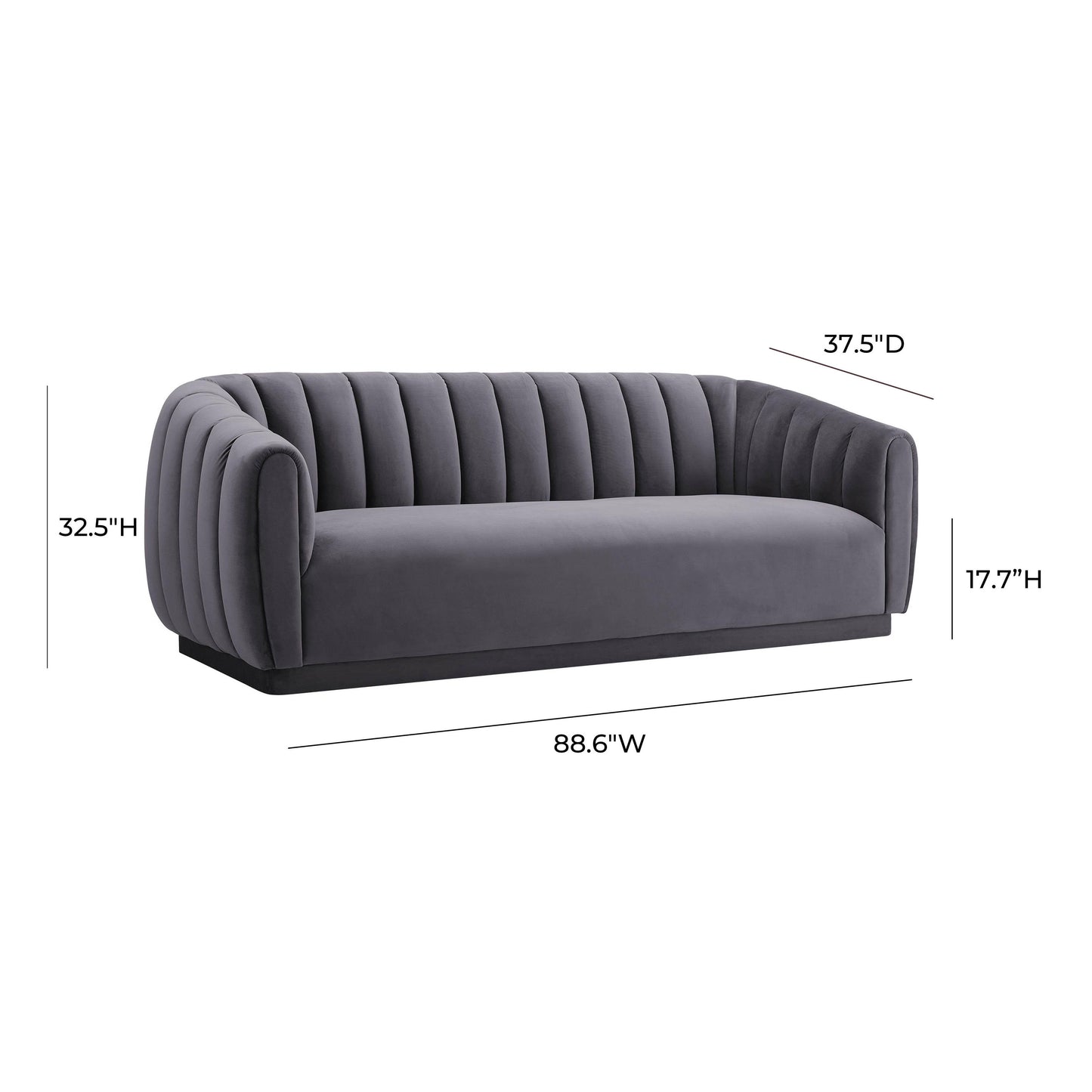 sarana grey velvet sofa