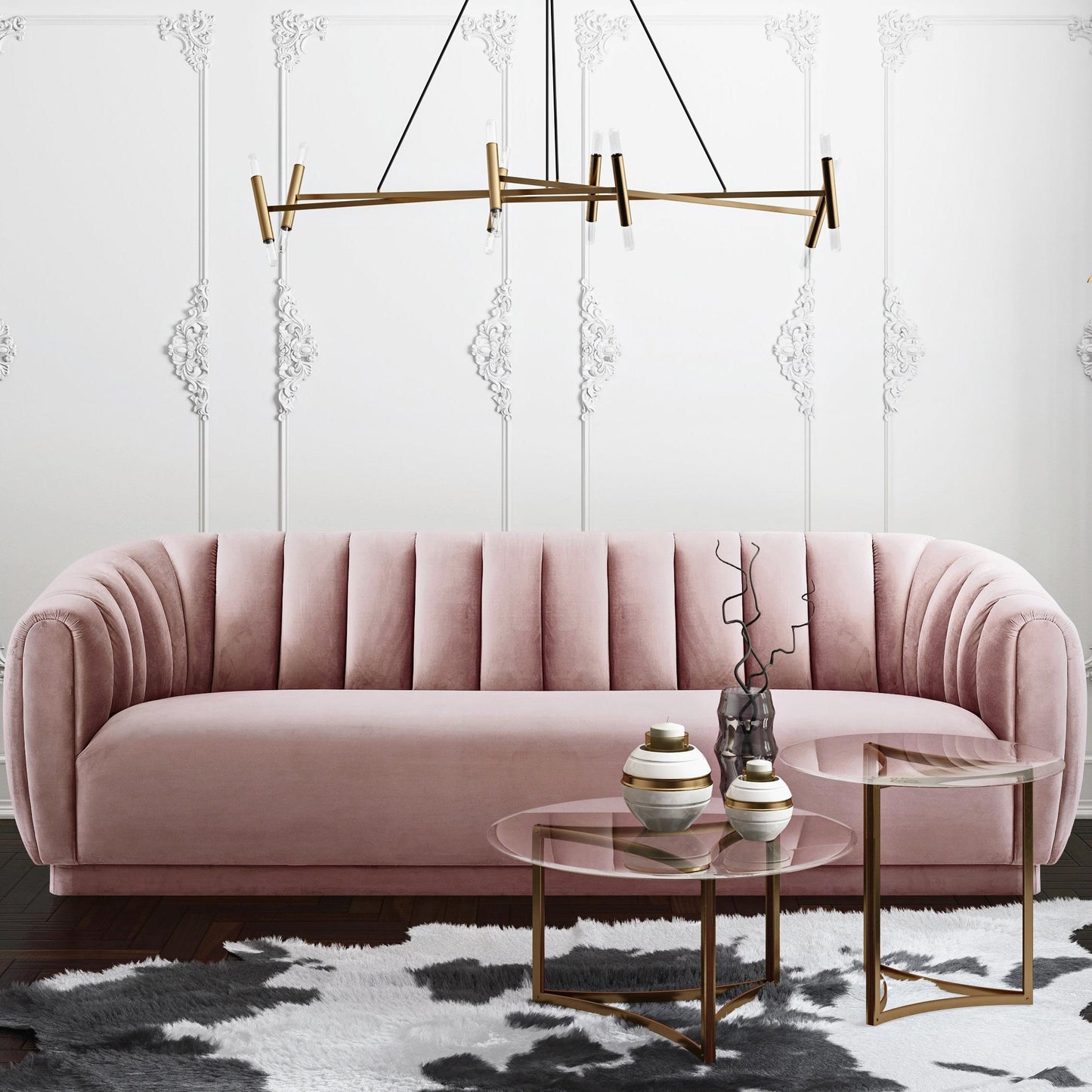 sarana mauve velvet sofa