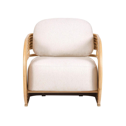 Colette Monaco Cream Performance Fabric and Natural Rattan Accent Chair - image 3