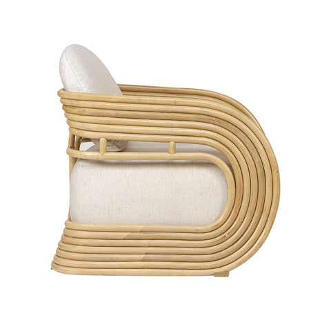 Colette Monaco Cream Performance Fabric and Natural Rattan Accent Chair - image 4