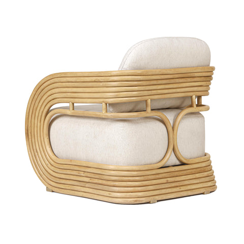 Colette Monaco Cream Performance Fabric and Natural Rattan Accent Chair - image 5