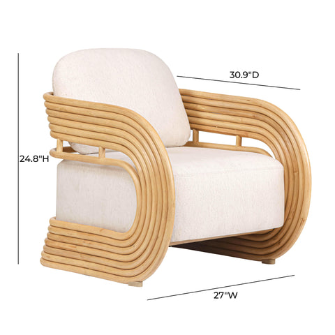 Colette Monaco Cream Performance Fabric and Natural Rattan Accent Chair - image 8
