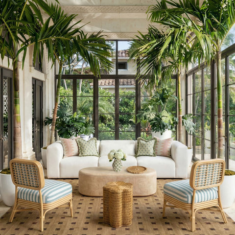 Odette Devereux Striped Performance Linen &amp; Rattan Accent Chair - image 2