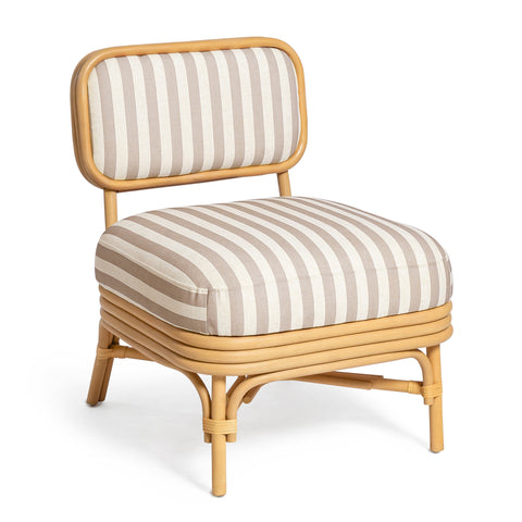 Odette Devereux Striped Performance Linen &amp; Rattan Accent Chair - image 1