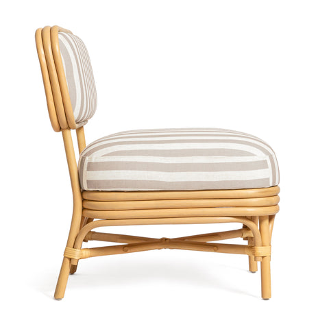 Odette Devereux Striped Performance Linen &amp; Rattan Accent Chair - image 4