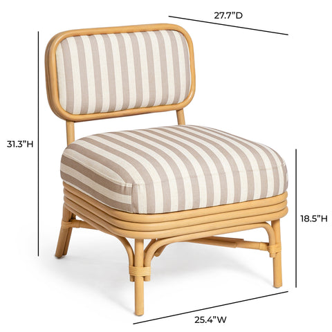 Odette Devereux Striped Performance Linen &amp; Rattan Accent Chair - image 8
