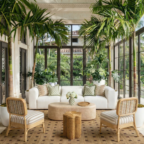 Odette Devereux Striped Performance Linen &amp; Rattan Accent Chair - image 2