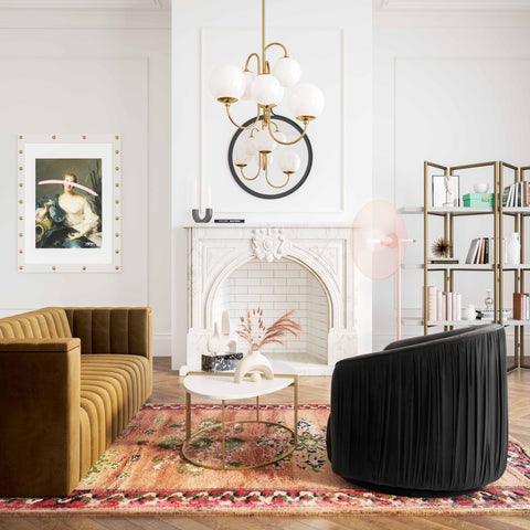 Milan Black Pleated Swivel Chair