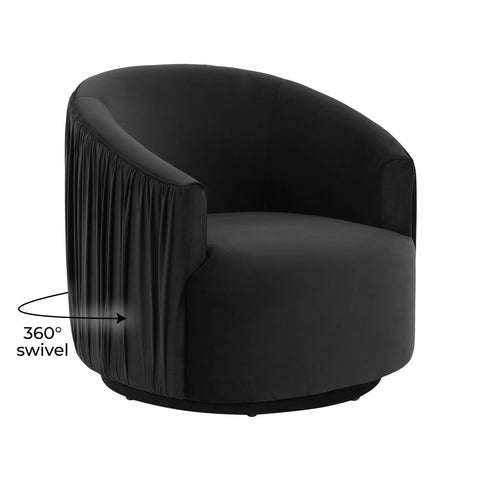 Milan Black Pleated Swivel Chair