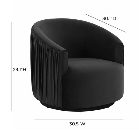 Milan Black Pleated Swivel Chair