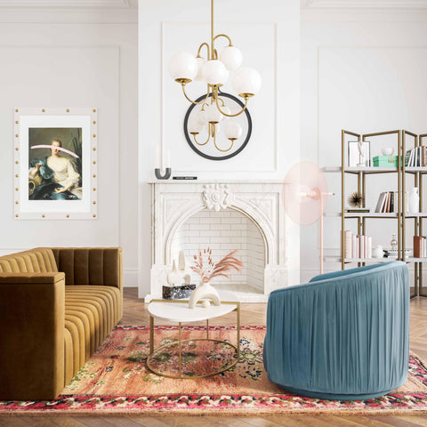 Milan Blue Pleated Swivel Chair