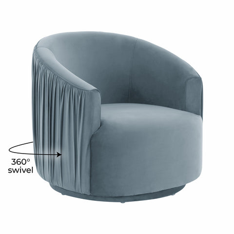 Milan Blue Pleated Swivel Chair