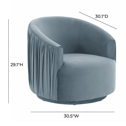 Milan Blue Pleated Swivel Chair