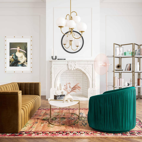 Milan Forest Green Pleated Swivel Chair